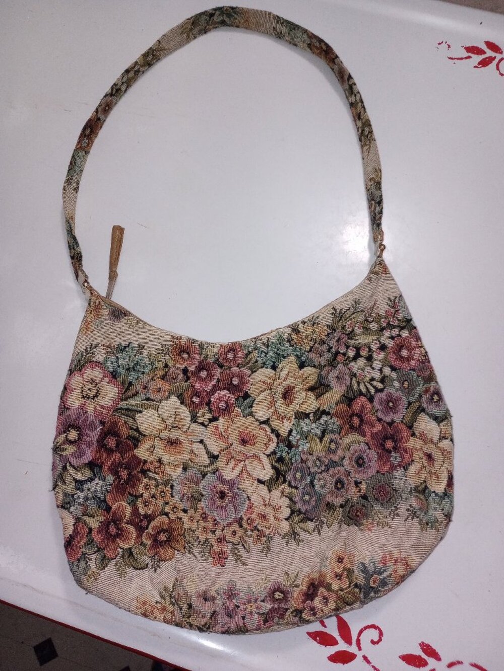 Vintage Floral Tapestry Purse Bag Tote